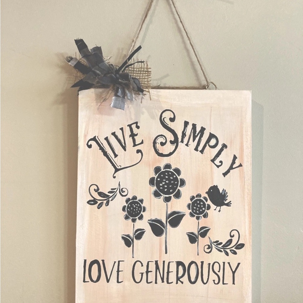 Charming Floral Wall Art sign  - Black and Cream